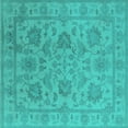 thumbnail image 1 of Ahgly Company Indoor Square Oriental Turquoise Blue Industrial Area Rugs, 4' Square, 1 of 4