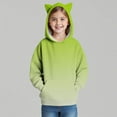 thumbnail image 4 of dazeni Big Girls 3-14 Years Fashion Hoodies Novelty Tie Dye Long Sleeve Pullover with Cat Ear Hood Loose Casual Hooide Sweatshirts with Kanga Pocket Green 5 Years, 4 of 6