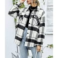 thumbnail image 2 of HSHDLDF Womens Casual Plaid Shacket Button Down Long Sleeve Shirt, 2 of 4