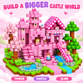 thumbnail image 2 of HXFOU 150PCS Pink Castle Magnetic Building Blocks for Kids, STEM Magnetic Cubes Blocks Toyfor Kids Ages 3+, 2 of 9