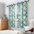 thumbnail image 2 of Yayeee Window Curtains Set of 2 for Living Room Light Filtering 63"x52", Green Geometric Flowers, 2 of 7