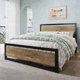 thumbnail image 4 of Allewie Queen Bed Frame, Metal Platform Bed Frame with Wooden Headboard, 12.4" Under-Bed Storage, Brown, 4 of 10