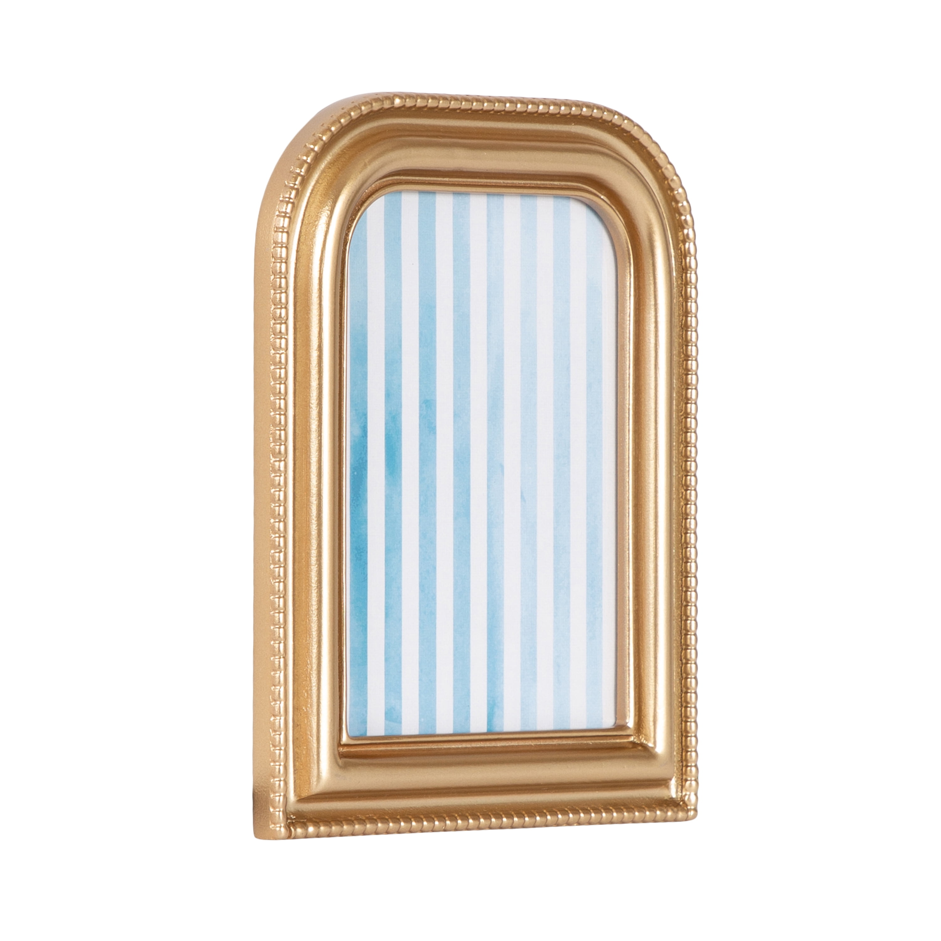 DesignOvation – 5x7 Picture Frame – Beaded Arch Gold Tabletop Photo Frame
