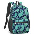 thumbnail image 2 of Paisley and Floral Blue Pattern 17" Waterproof Oxford School Backpacks for Teens, S-Shape Padded Straps, for School, Travel, Hiking, Camping, 2 of 5