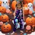 thumbnail image 2 of WERYOUNG Girls Boys Onesie Fashion Sleeveless Round Neck Cartoon Skeleton Printed Spaghetti Strap Halloween Jumpsuit Stylish Outing One-Pieces,Purple,5-6 Years, 2 of 5