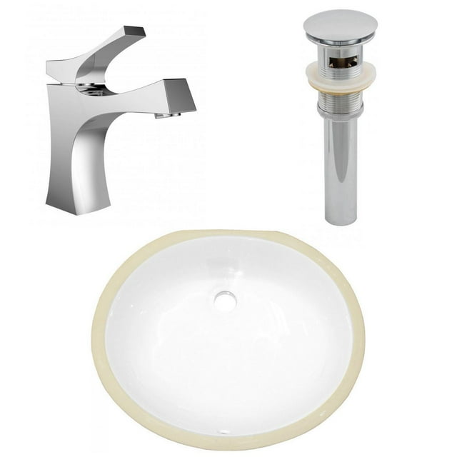 American Imaginations 16.5-in. W CSA Oval Bathroom Undermount Sink Set In White - Chrome Hardware - Overflow Drain Incl. AI-27085