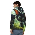 thumbnail image 4 of Goofa Cute Big-Eyed Black Cat Pattern Mens Full-zip Hoodie, Zip-up Pullover Hooded Sweatshirt, Kangaroo Pocket Hoodie Ideal for Daily Wear, Travel, and Home-Large, 4 of 5