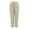 thumbnail image 5 of Flmaly vacation outfits for women High Waistband Ladies Summer Elastic High Waist Solid Color Cotton Linen Wide Leg Loose Pants Vacation Outfits, 5 of 5