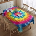 thumbnail image 2 of Colorful Rainbow Tie Dye Spiral Pattern Rectangle Tablecloth 60"x84",Waterproof Polyester Rectangle Table Cloth, Wipeable Spillproof Polyester Tablecloth for Dining, Camping, Indoor and Outdoor, 2 of 5