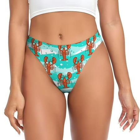 Rateoe Lobsters Of Turquoise Waves Pattern Seamless Women Underwear Thongs No Show Ladies Thong No Line Breathable Comfortable Panties Undies for Women-Large