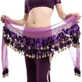 thumbnail image 1 of Bufanda De Danza Del Vientre, Falda De Danza Del Vientre Dulce, Envoltura, Monedas De Lentejuelas Brillantes, Traje De Danza Del Vientre para Mujer,Purple, 1 of 2
