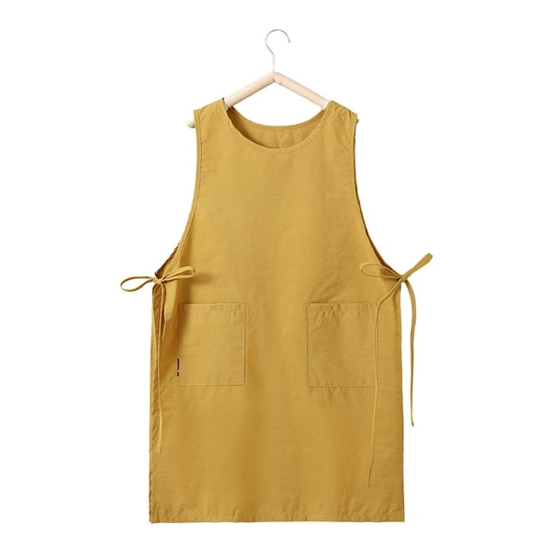 Delantal sin mangas unisex de algodón impermeable con bolsillos de 99 x 66 cm
