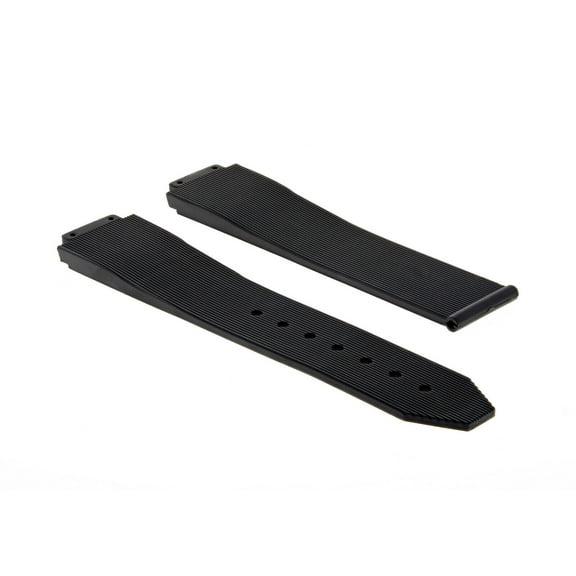 25MM RUBBER WATCH STRAP BAND FOR HUBLOT H BIG BANG DEPLOYMENT CLASP WATCH  BLACK