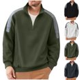 thumbnail image 2 of ZCFZJW Mens Quarter Zip Pullover Sweater Tops Lightweight Sweater Casual Patchwork Long Sleeve Corduroy Half Zip Sweatshirt Gray XXXXL, 2 of 9