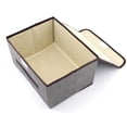 thumbnail image 2 of Topboutique Foldable Storage Bins Cubes Boxes with Lid - Storage Box Cube Cubby Basket Closet Organizer Pack of 4 with Leather Handles linen storage box for Closet Bedroom, 6.3"x7.9"x10.3", Gray, 2 of 8