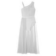 thumbnail image 5 of iiniim Kids Girls' Contemporary Lyrical Dress Sleeveless Latin Dance Modern High-Low Tutu Skirt White 10, 5 of 7