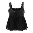 thumbnail image 5 of Lixiuxyad Womens Tank Tops Women's Casual Lace Trimmed U Neck Sleeveless Loose Fit Tank Top Pure Color Summer Camisole Comfortable Stretchy Blouse,Black, 5 of 6