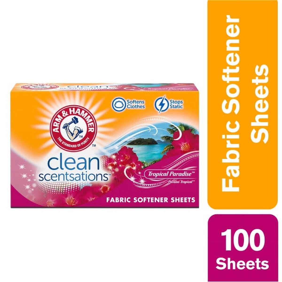 6 Pack of Arm & Hammer Fabric Softener Dryer Sheets, Tropical Paradise Scent, 100 Count