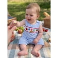 thumbnail image 5 of Cenuakty Infant Boy Jumpsuit Back to School Cute Apple Letters Embroidery Plaid Romper Sleeveless Crew Neck Overall Pants, 5 of 9