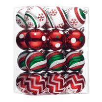 Valery Madelyn 24ct 2.36" Christmas Ball Ornaments, Red Green White Shatterproof Ornaments for Party Decor