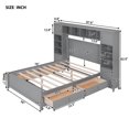 thumbnail image 5 of Full Size Platform Bed, Storage Platform Bed with All-in-1 Cabinet Shelf, Wood Bed Frame with 4 Drawers, Bookcase Headboard and Slat Support for Bedroom Apartment, No Box Spring Needed, Gray, 5 of 9
