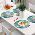 thumbnail image 4 of GZHJMY Round Braided Placemats Set of 4 Palm Leaf Flower Hawaii Round PVC Woven Place Mats Indoor Washable for Kitchen Dining Tables 15 inch Heat Resistant Round Table Mats, 4 of 5