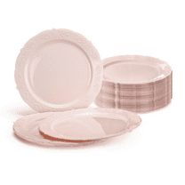 " OCCASIONS " 60 Plates Pack, Vintage party, Disposable Wedding Party Plastic Plates ( 10.25'' Dinner Plate, Dinner Plate, Portofino in Light Pink)