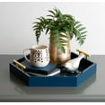 thumbnail image 5 of Kate and Laurel Lipton Hexagon Decorative Tray with Polished Metal Handles, Navy Blue and Gold, 5 of 5