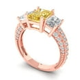thumbnail image 2 of 3.61 ct Emerald Cut Yellow Moissanite 3 Stone 18K Rose Gold Womens Engagement Ring, 2 of 5