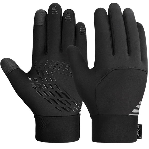 Vbiger Kids Winter Gloves Thickened Touch Screen Gloves Cold Weather Gloves with Reflective Designs- Ideal Gift for Christmas, 10-12 Years Black