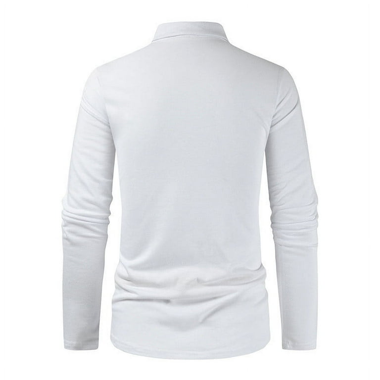 IROINNID Plain Long Sleeve Shirts for Men Leisure Solid Color T-Shirt  Turndown Collar Top Shirt Discount,White 
