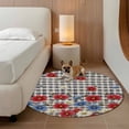 thumbnail image 2 of Red Blue Floral Round Area Rug 3.3Ft Washable Circle Rugs for Dining Room Table, Independence Day Flowers Black Buffalo Plaid Non-Slip Carpet Floor Mats Indoor Outdoor Carpet Runner Home Decor, 2 of 8