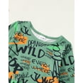 thumbnail image 4 of 12 Months Baby Boys Clothes 18 Months Boys 2PCS Fall Winter Outfits Set Letter Print Round Neck Toddler Boys Long Sleeve Top Denim Pants Set Green, 4 of 8