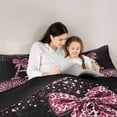 thumbnail image 4 of Erosebridal Cute Pink Leopard Print Twin Comforter Sets for Girls, Bowknot Letter A Bedding Set, Black Reversible 2 Pieces, 1 Comforter and 1 Pillowcase, 4 of 6