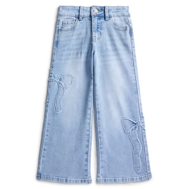 Gogo Star Girls Bow Embroidered Wide Leg Jeans, Size 5–18