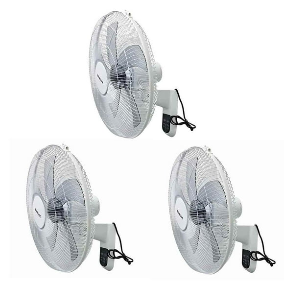 3Pz Ventilador De Pared 18" 5 Aspas Blanco 70W Timer