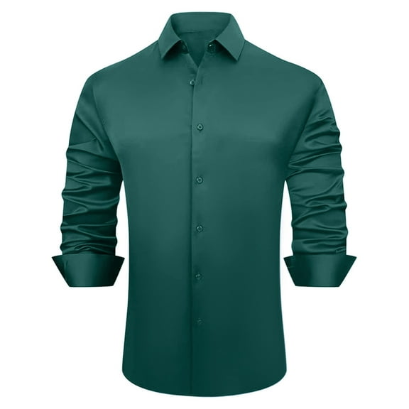 JTieacloth Mens Dress Shirts Men Dress Shirts Slim Fit Long&Short Sleeve Casual Button Down Shirt Green