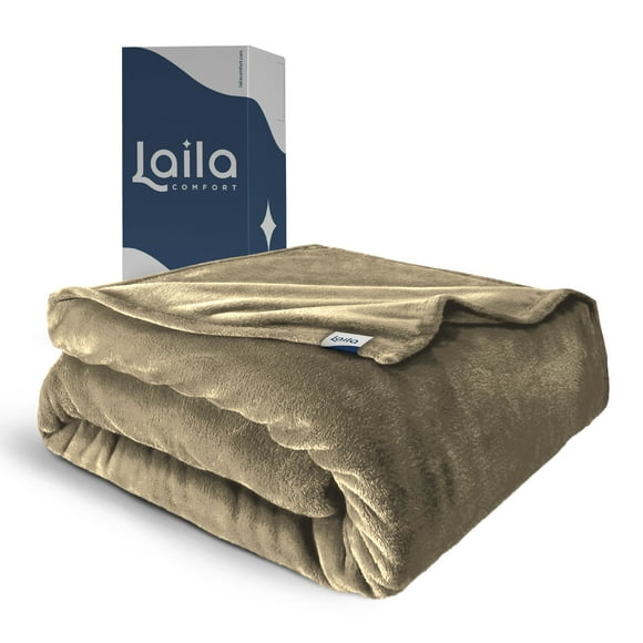 Cobija Cobertor Aborregado Individual, Frazada Ultra Suave, 100% Microfibra de Poliéster (Beige) Laila Comfort.