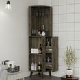 thumbnail image 6 of Modern Corner Bar Cabinet - Dark Brown Color, Cup Rack Feature Storage Rack, Shelves For Utility, 6 of 7