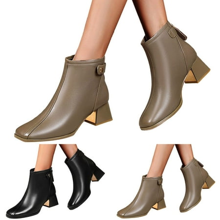 

Gubotare Womens Rain Boots Women’s Fashion Ankle Booties Causal 8-Eye Side Zipper Lace-up Combat Boots B 8