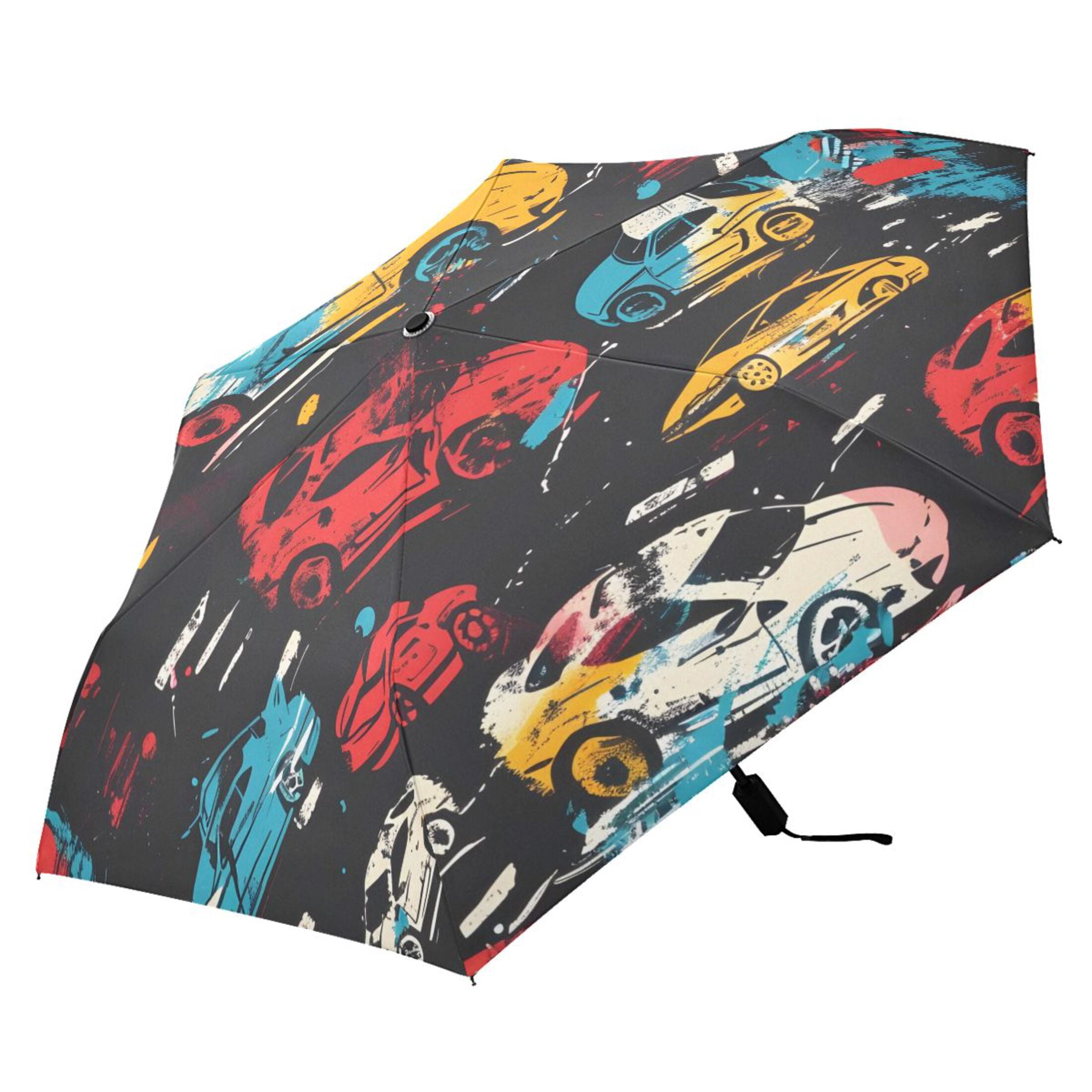 Abstract Sport Cars Compact Sun Umbrella Windproof Travel Umbrellas for Rain Strong Portable UV Protection