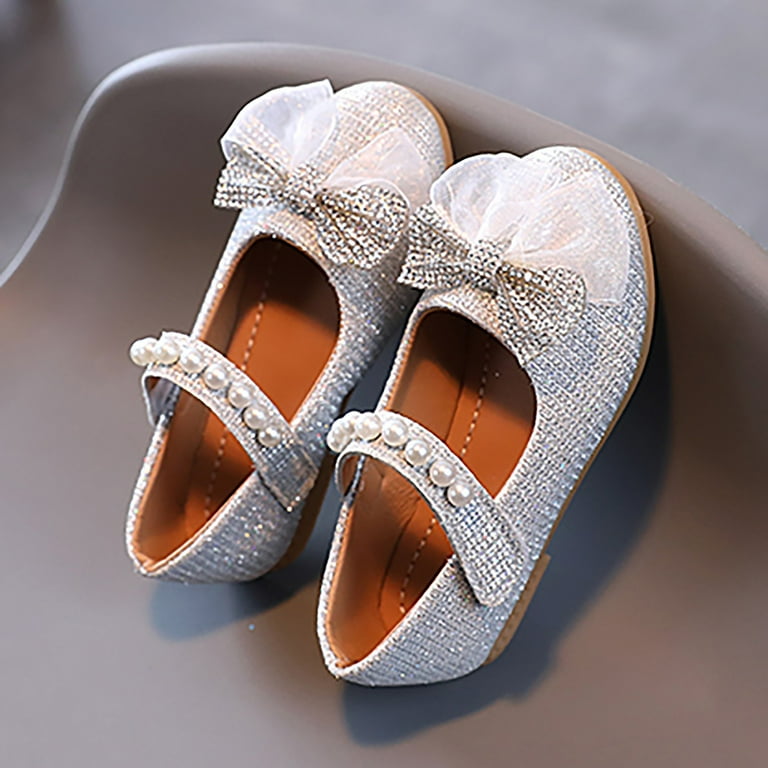 Ketyyh chn99 Ballet Shoes for Girls Shoes Toddler Girls Sandals Soft Rubber Flats Summer Baby Flower Girl Shoes Silver 24 Walmart