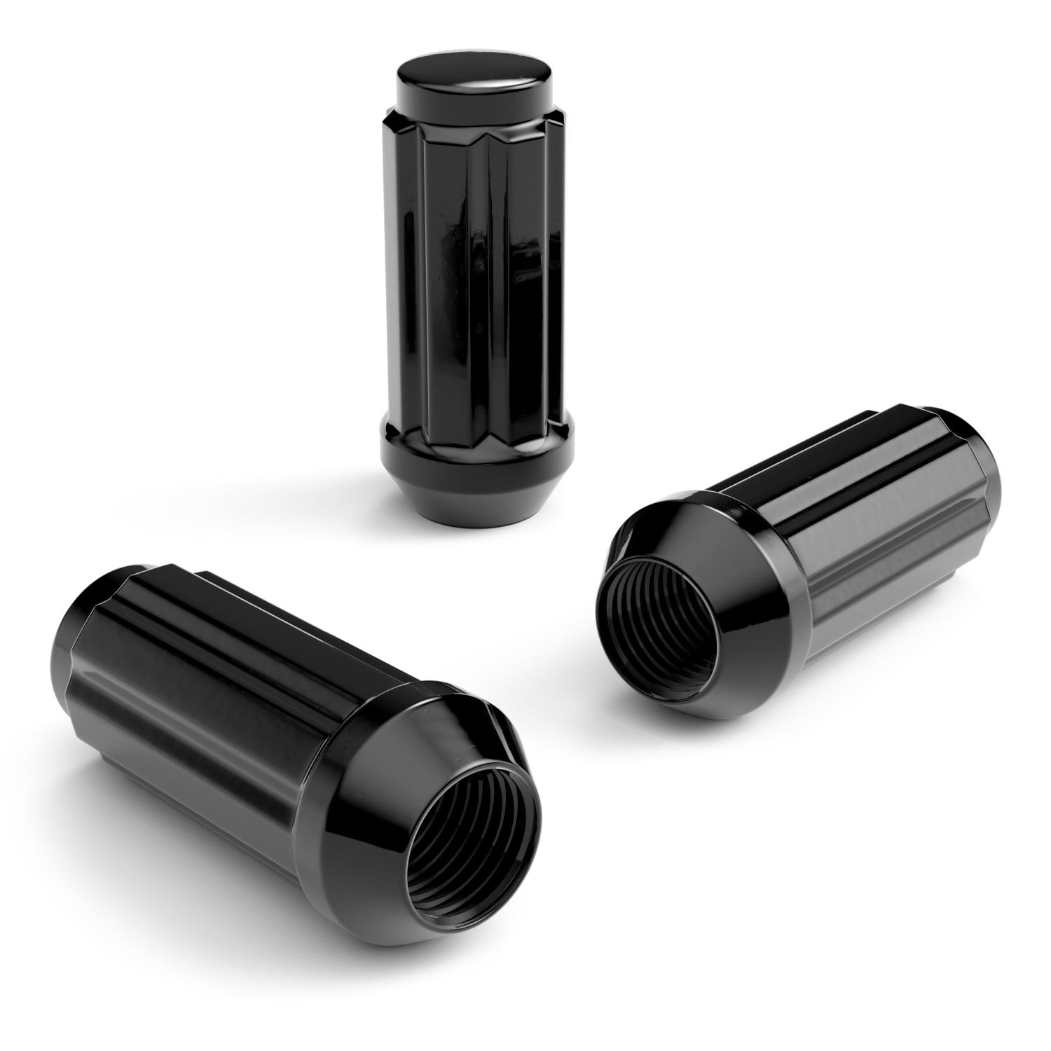 24pcs Black Spline Drive Lug Nuts - 14x2 Thread Size (Coarse) - 2 inch Length - Closed End - Cone Acorn Taper Seat - Includes 1 Socket Key Tool - Compatible with 6Lug Ford F150 Expedition Navigator