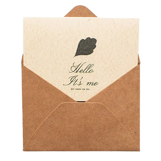 Tarjeta de felicitación creativa con patrón de hoja verde, sobre de invitación para Festival de mediados de otoño, tarjeta de Papel Kraft para boda y negocios, caliente