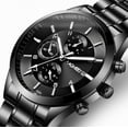 thumbnail image 1 of Reloj deportivo ultrafino de acero dorado negro para hombre, luminoso, resistente al agua, con tres ojos, imitación de seis pines, color negro, 1 of 5
