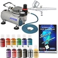 thumbnail image 2 of Master Airbrush Cake Decorating Airbrushing System Kit with a Gravity Feed Airbrush, Set of 12 Chefmaster Food Colors, Pro Cool Runner II Dual Fan Air Compressor - Hose, Holder, How To Guide, Cupcakes, 2 of 4