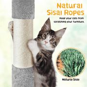 Alden Design 54 Cat Tree with Hammock, Basket and Scratching Post Tower, Light Gray