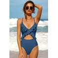 thumbnail image 4 of Women's V Neck One Piece Swimsuits Ruffled Lace Up Monokini Swimwear, 4 of 6