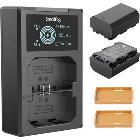 SmallRig NP-FZ100 Camera Battery Charger Set for Sony A7 IV, A7R V, A7S III, Double Slot NP-FZ100 Battery Charger for A7R IV, A7C II, A7CR, A7R III, A7 III, A7C, FX3, FX30, A6600, A6700, ZV-E1-3824B