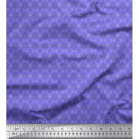 Soimoi Purple Georgette Viscose Fabric Dot & Ribbon Ethnic Print Fabric by the Yard 42 Inch Wide